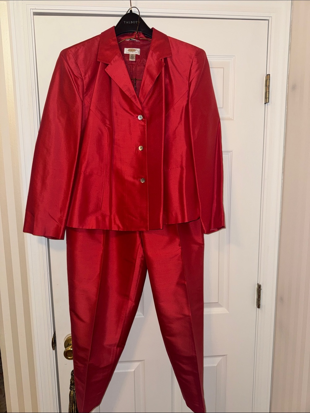 Talbots Silk Pink/Red Two-Piece Pant Suit